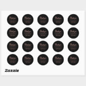 Black & Rose Gold Wedding Classic Round Sticker (Blatt)