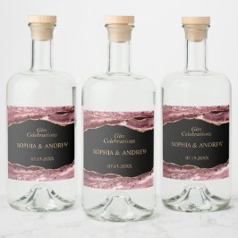 Black & Rose Gold Wedding Liquor Flasche Label Alkoholflaschenetikett