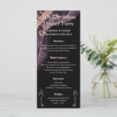 Black & Rose Gold Weihnachtsmenü mit Snowman Menükarte (Stehend Vorderseite)