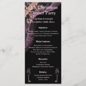 Black & Rose Gold Weihnachtsmenü mit Snowman Menükarte (Vorderseite)