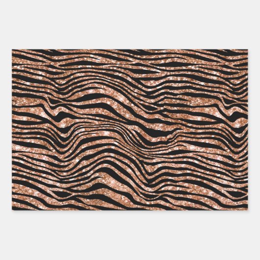 Black Rose Gold Zebra Glitzer Geschenkpapier Set (Vorderseite 2)