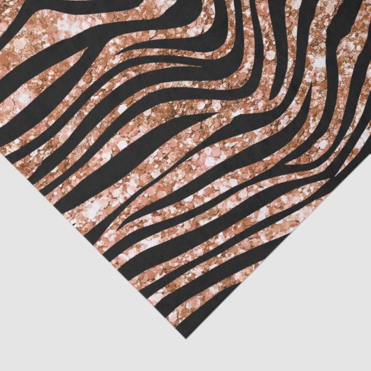 Black Rose Gold Zebra Glitzer Seidenpapier (Detail)