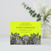Black Rose Lime Green Save the Date STD Ankündigungspostkarte (Stehend Vorderseite)