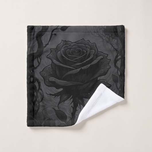 Black Rose Motif Badhandtuch Set (Waschlappen)