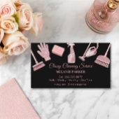 Black & Rose pink Glitter Classy Cleaning Services Visitenkarte