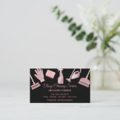 Black & Rose pink Glitter Classy Cleaning Services Visitenkarte (Stehend Vorderseite)