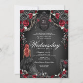 Black Rose Red Quinceañera Gothic Halloween Einladung (Vorderseite)
