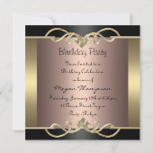 Black & Rose Swirl Sweet 16 Geburtstag Einladung (Rückseite)