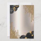 Black Roses Glitter Drips Ivory Retirement Party Einladung (Rückseite)