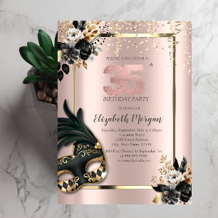 Black Roses Masque Konfetti Rosen Gold 35. Einladung