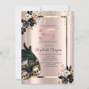 Black Roses Masque Konfetti Rosen Gold 35. Einladung
