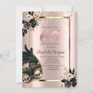 Black Roses Masque Konfetti Rosen Gold 60er Einladung