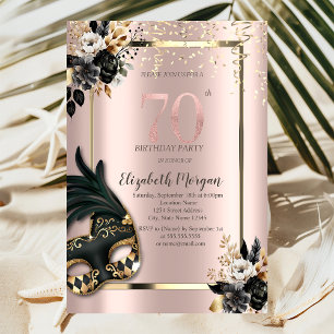 Black Roses Masque Konfetti Rosen Gold 70. Einladung