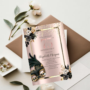 Black Roses Masque Konfetti Rosen Gold 75. Einladung