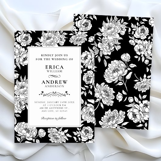 Black roses wedding einladung