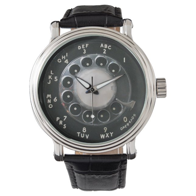Black Rotary Phone Dial Watch Armbanduhr (Vorderseite)
