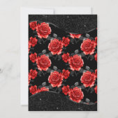 Black & Rote Rose Pattern & Gold Diamonds Wedding Einladung (Rückseite)