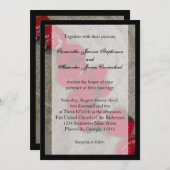 Black/Rote Rose Petals Beach Hochzeitseinladungen Einladung (Vorne/Hinten)