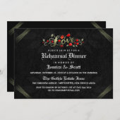Black & Rote Rosen Gothic Wedding Probe Einladung (Vorne/Hinten)