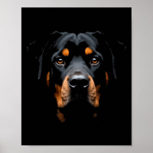 Black Rottweiler Dog Rottie Face Poster