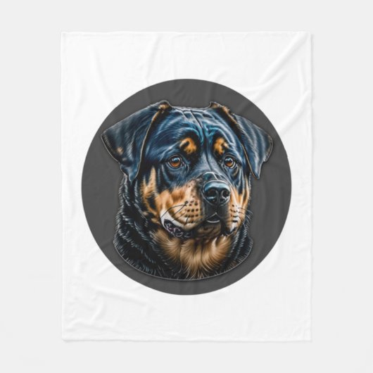 Black Rottweiler Fleecedecke (Vorderseite)