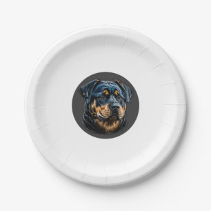 Black Rottweiler Pappteller