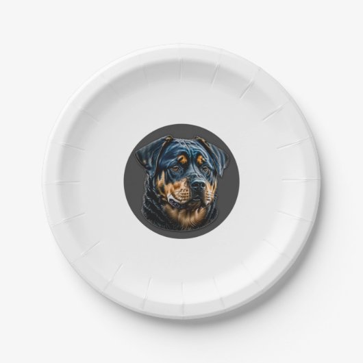 Black Rottweiler Pappteller (Vorderseite)