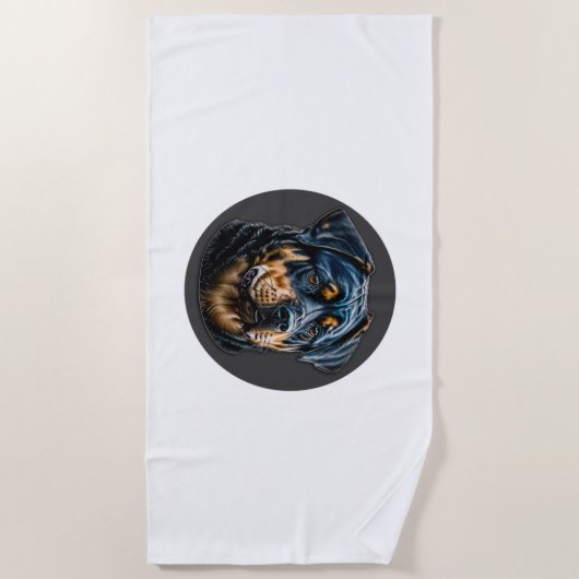 Black Rottweiler Strandtuch (Vorderseite)