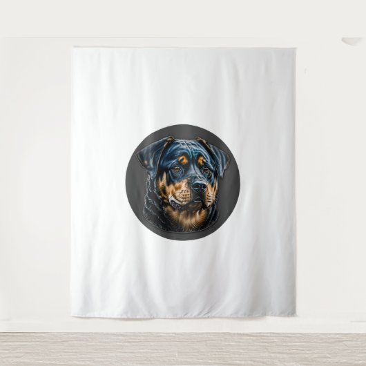 Black Rottweiler Wandteppich (Vorderseite)