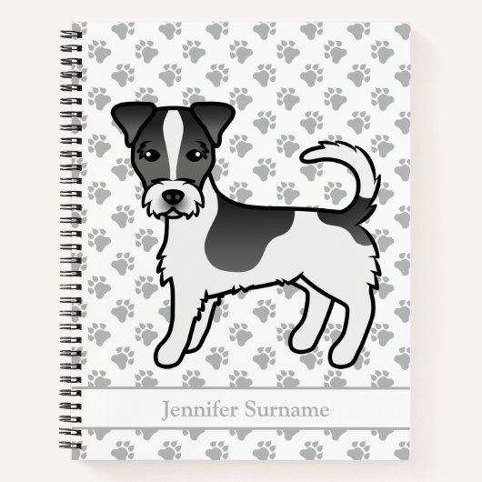 Black Rough Coat Jack Russell Terrier Dog & Name Notizblock (Vorderseite)