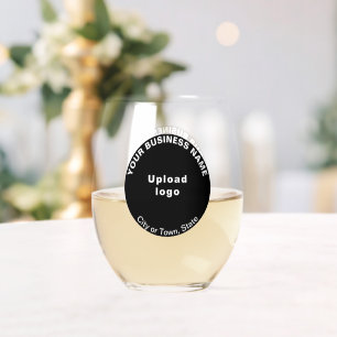 Black Round Business Brand on Stemless Wein Glass Weinglas Ohne Stiel
