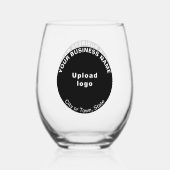 Black Round Business Brand on Stemless Wein Glass Weinglas Ohne Stiel (Rückseite)