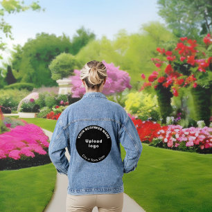 Black Round Business Brand on Women's Denim Jacket Jeansjacke