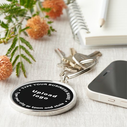 Black Round Premium Schlüsselanhänger mit Markenbe (Seite)