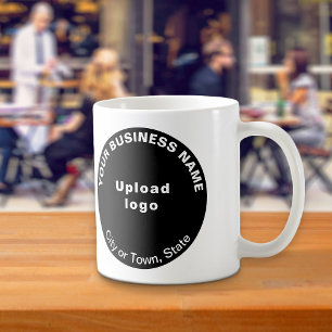 Black Round Shape Business-Markenbezeichnung auf T Kaffeetasse