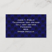 Black Royal Blue Damask Gold Chain Visitenkarte (Rückseite)