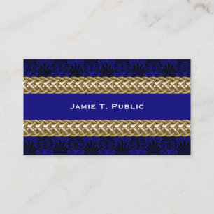 Black Royal Blue Damask Gold Chain Visitenkarte