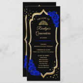 Black Royal Blue Gold Quinceanera Programm (Vorne/Hinten)