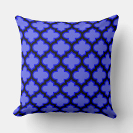 Black Royal Blue Quatrefoil Trellis Pillow Kissen