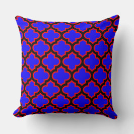 Black Royal Blue Red Quatrefoil Trellis Pillow Kissen
