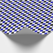Black, Royal Blue und White Harlequin Geschenkpapier (Ecke)