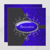 Black Royal Blue Zebra Quinceanera Einladung (Vorne/Hinten)