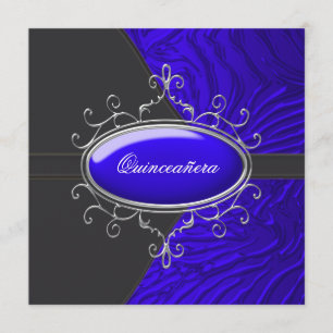 Black Royal Blue Zebra Quinceanera Einladung
