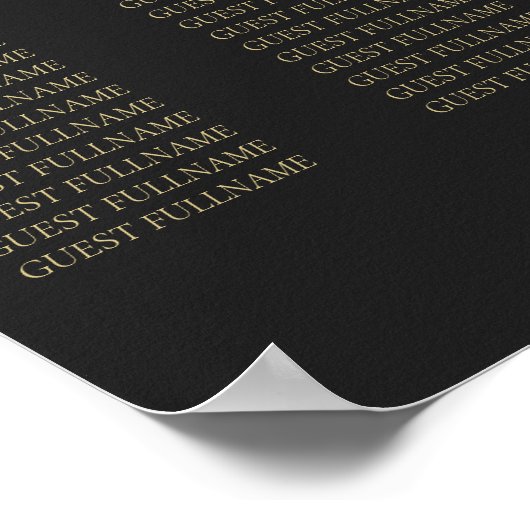 Black Royal Fantasy Monogram Wedating Seating Poster (Ecke)