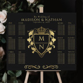 Black Royal Fantasy Monogram Wedating Seating Poster