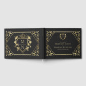 Black Royal Fantasy Monogram Wedding Gästebuch (Voll)