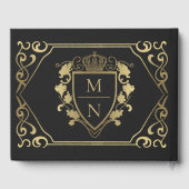 Black Royal Fantasy Monogram Wedding Gästebuch (Rückseite)