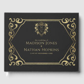 Black Royal Fantasy Monogram Wedding Gästebuch (Vorderseite)