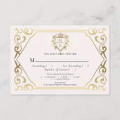 Black Royal Fantasy Monogram Wedding RSVP Begleitkarte (Vorderseite)