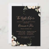 Black Royal Floral Night Before Probe Dinner Einladung (Vorderseite)